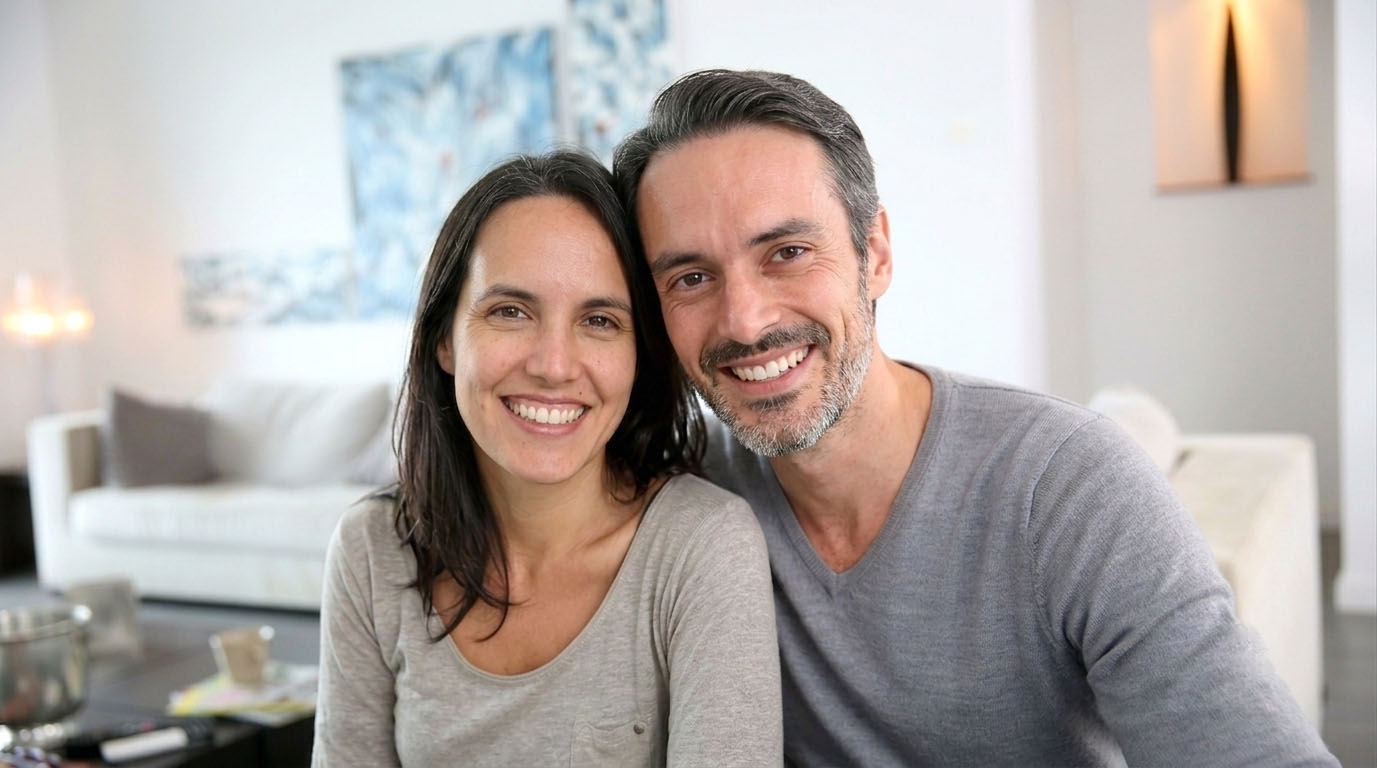 Couple smiling after smile makeover treatment in Los Cabos